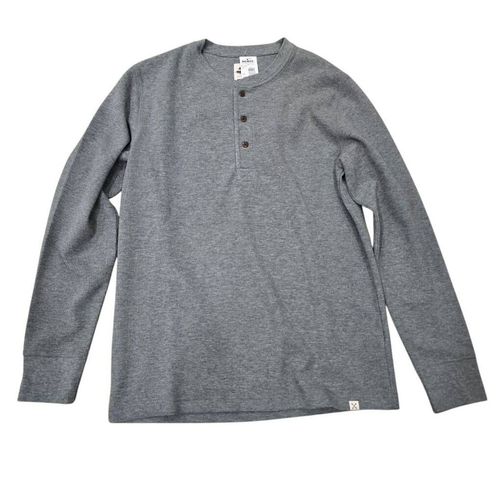 Lands' End Blake Shelton X T-Shirt Men's Medium Gray Henley Thermal Stretch